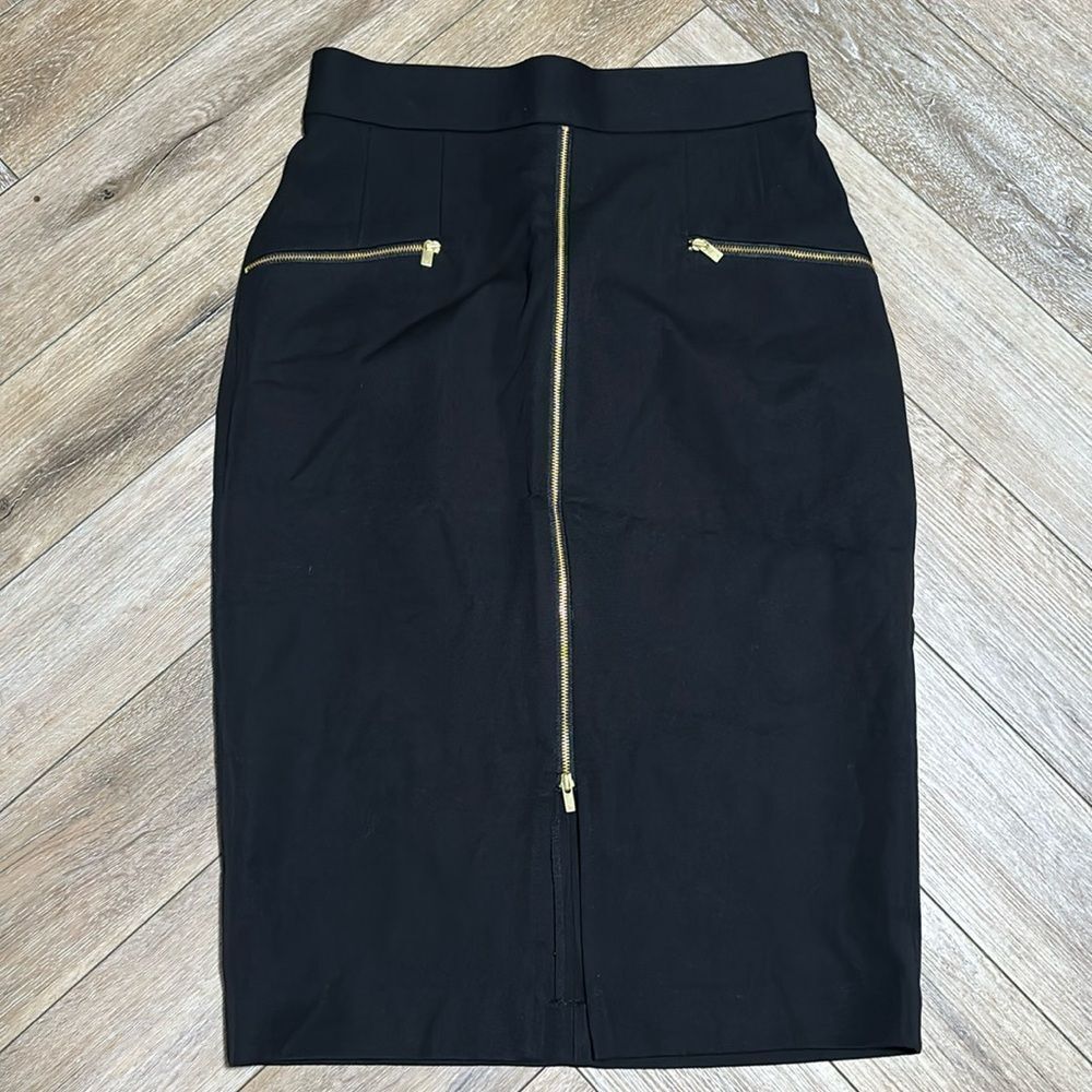 Banana Republic Black Pencil Skirt with Gold Zippers
